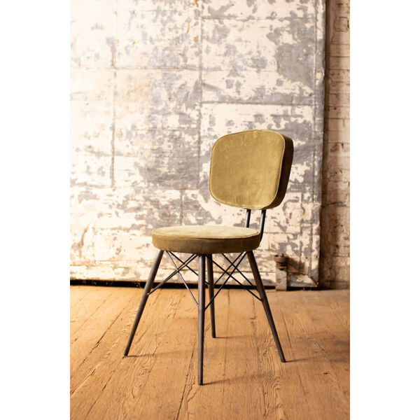 Avocado Velvet Dining Chair with Iron Frame, image 1