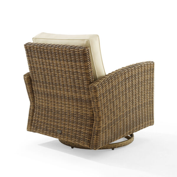 Bradenton Sand and Weathered Brown Outdoor Wicker Swivel Rocker Chair, image 6