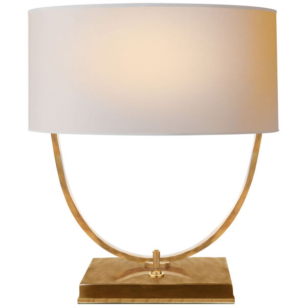 Kenton Desk Lamp in Hand-Rubbed Antique Brass with Natural Paper Shade by Thomas O'Brien, image 1