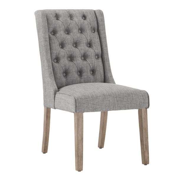 Donna Gray Tufted Linen Upholstered Dining Chair, Set of Two, image 1