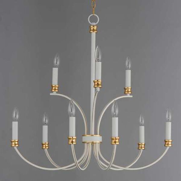 Charlton Weathered White Gold Leaf Eight-Light Chandelier, image 2