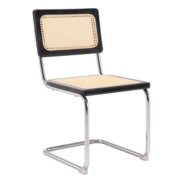 Saran Natural and Black and Chrome Dining Chair, image 1