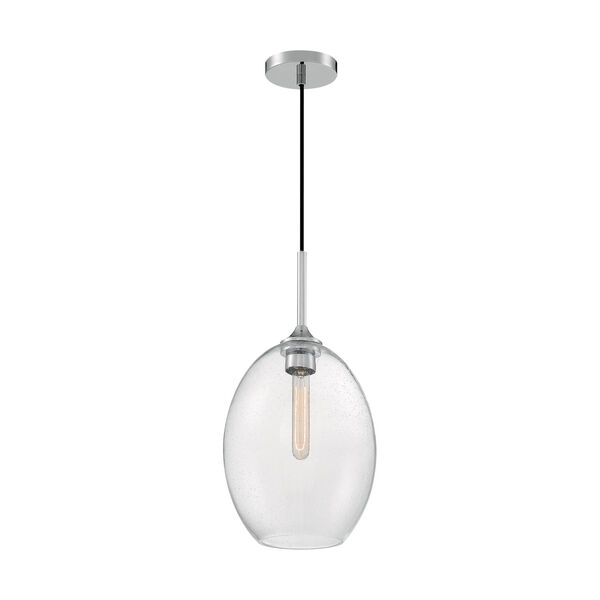 Aria Polished Nickel 19-Inch One-Light Pendant with Clear Seeded Glass, image 4