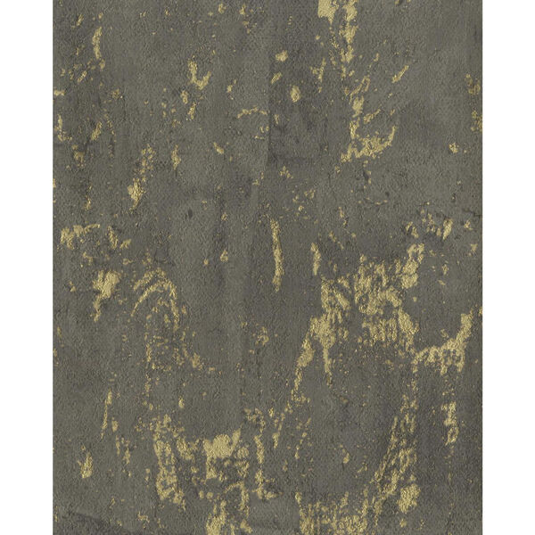 Ronald Redding Industrial Interiors II Black and Gold Metallic Wallpaper - SAMPLE SWATCH ONLY, image 1