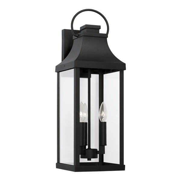 Bradford Black Outdoor Three-Light Wall Lantern with Clear Glass, image 1