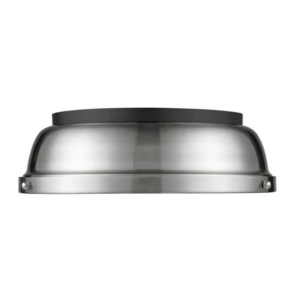 Duncan Matte Black 14-Inch Two-Light Flush Mount with a Pewter Shade, image 2