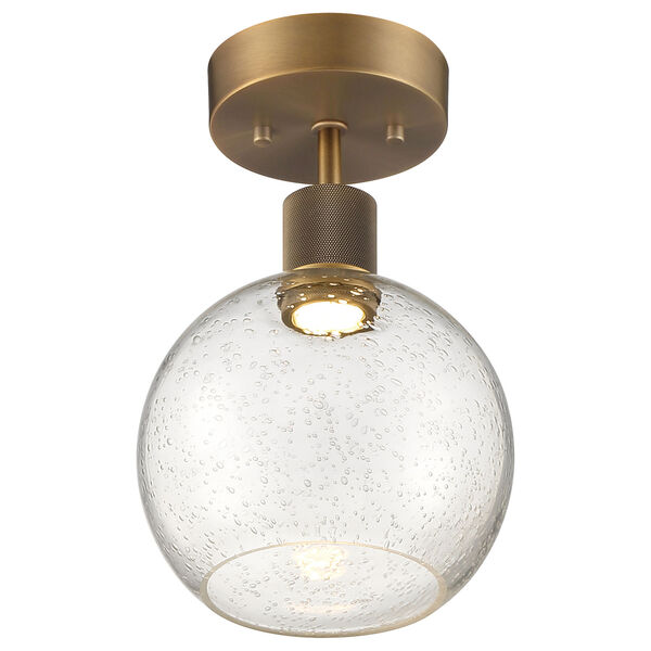 Port Nine Brass-Antique and Satin Intergrated LED Semi-Flush with Clear Glass, image 3