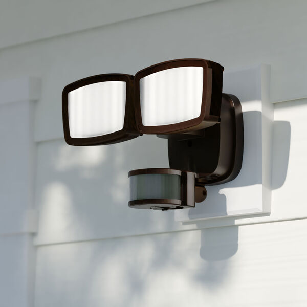 Bronze 11-Inch Two-Light Integrated LED Motion Sensor Outdoor Security Flood Light, image 2