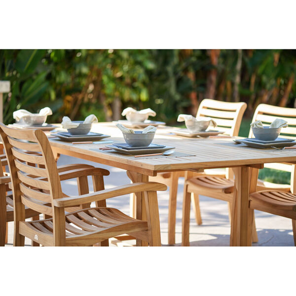 Birmingham Nature Sand Teak 35-Inch Square Table Outdoor Family Dining Set, 5-Piece, image 6