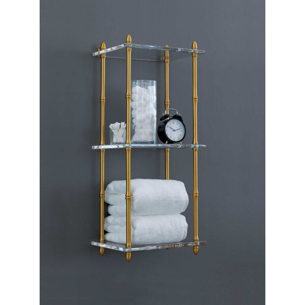 Carmel Brass Lucite Three-Tier Shelf, image 2