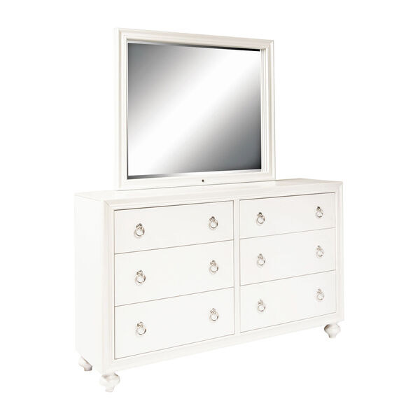 Bella White Framed Dresser Mirror Only with LED Lighting, image 5