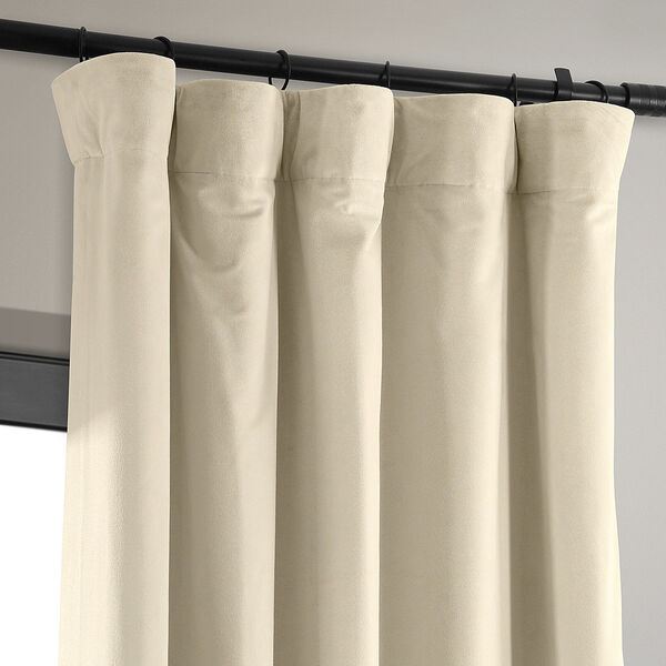 Alabaster Beige Blackout Velvet Pole Pocket Single Panel Curtain 50 x 84, image 10