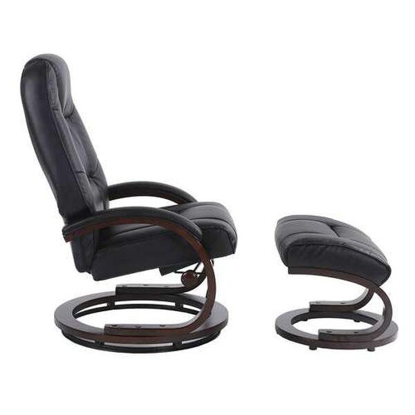 Sundsvall Black and Chocolate Air Leather Recliner with Ottoman, Set of 2, image 3