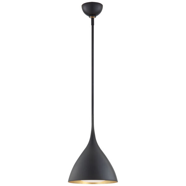 Agnes Small Pendant in Matte Black with Soft White Glass by AERIN, image 1