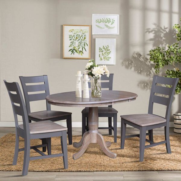 Parawood II Washed Gray Clay Taupe 36-Inch  Round Extension Dining Table with Four Chairs, image 2
