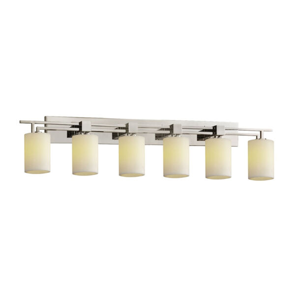 CandleAria Brushed Nickel and Cream Six-Light LED Bath Vanity, image 1
