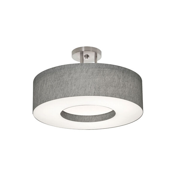 Montclair Satin Nickel 12-Inch One-Light Integrated LED Semi-Flush Mount with Gray Shade, image 1