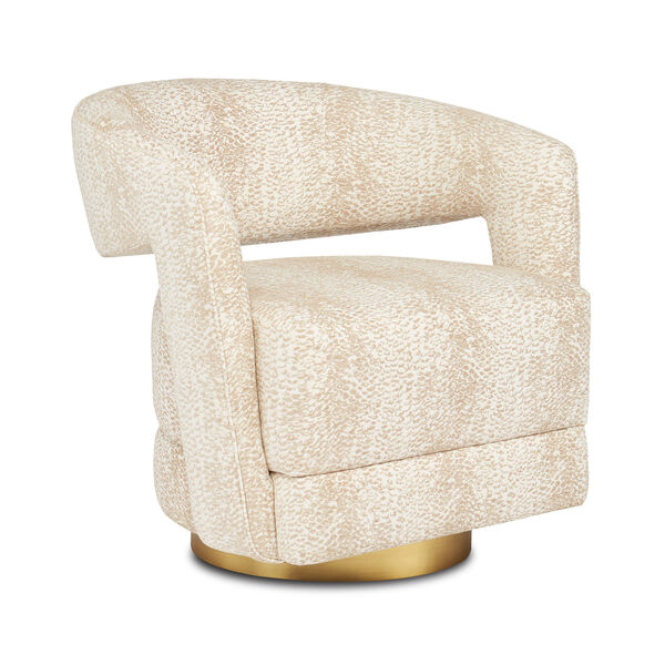 Maren Ivory and Brass Wild Natural Swivel Chair, image 1