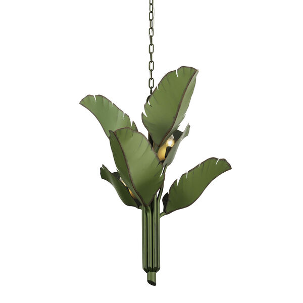 Banana Leaf Green Six-Light Chandelier, image 2