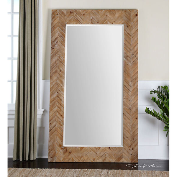 Demetria Solid Wood and Light Gray Oversized Mirror, image 1