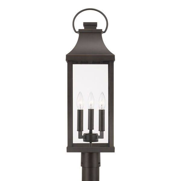 Bradford Oiled Bronze Outdoor Three-Light Post Lantern with Clear Glass, image 4
