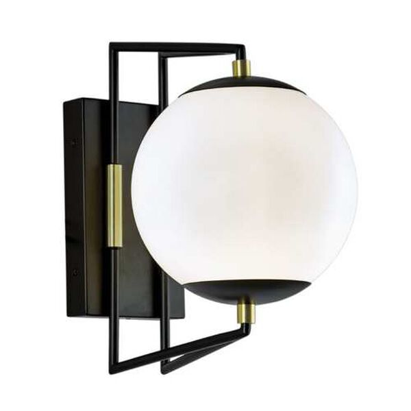 Cosmos Matte Black and Satin Brass 12-Inch LED Outdoor Wall Sconce, image 2