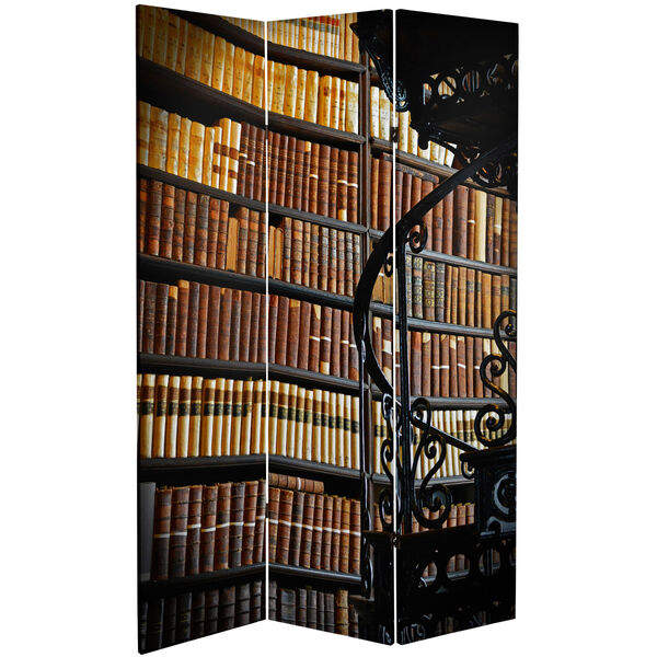 6-Foot Tall Double Sided Library Canvas Room Divider, image 3