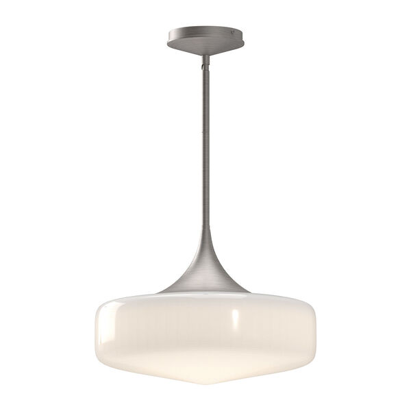 Lincoln Brushed Nickel One-Light Pendant with Glossy Opal Glass, image 1