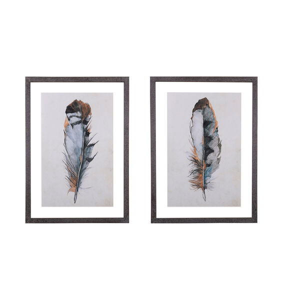Collected Notions Blue Wood Framed Wall Decor with Feathers - Set of 2, image 6