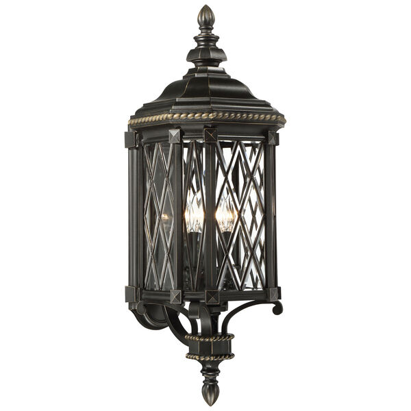 Bexley Manor Black with Gold Highlights Four-Light Outdoor Lantern, image 1