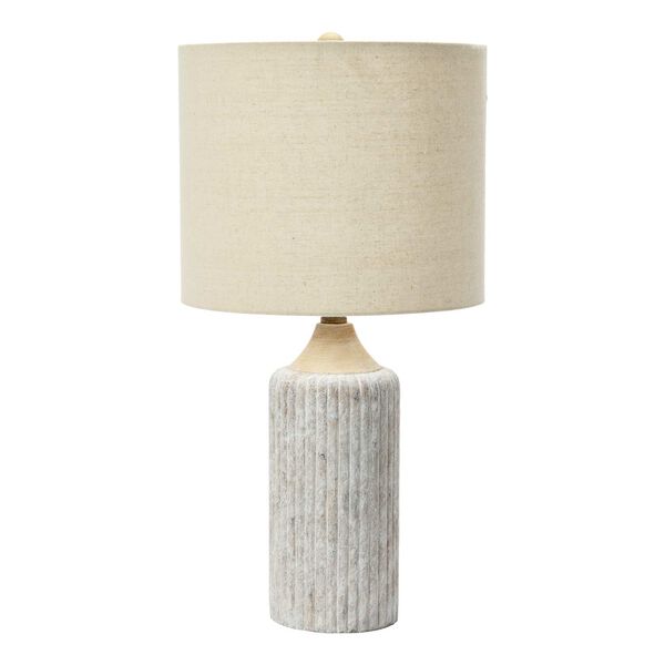 White One-Light 12-Inch Round Cement Desk Lamp, image 1