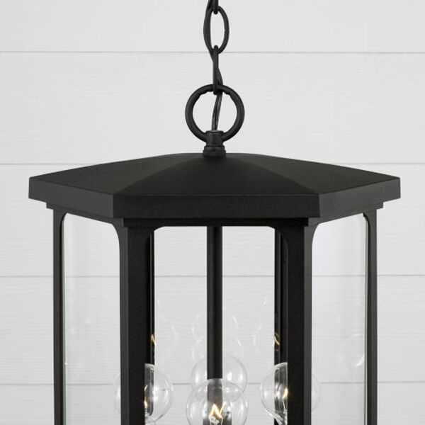 Walton Black Outdoor Four-Light Hangg Lantern with Clear Glass, image 3