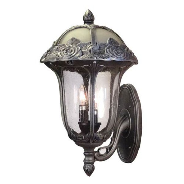 Rose Garden Swedish Silver Large Bottom Mount Light with Seedy Glass, image 1