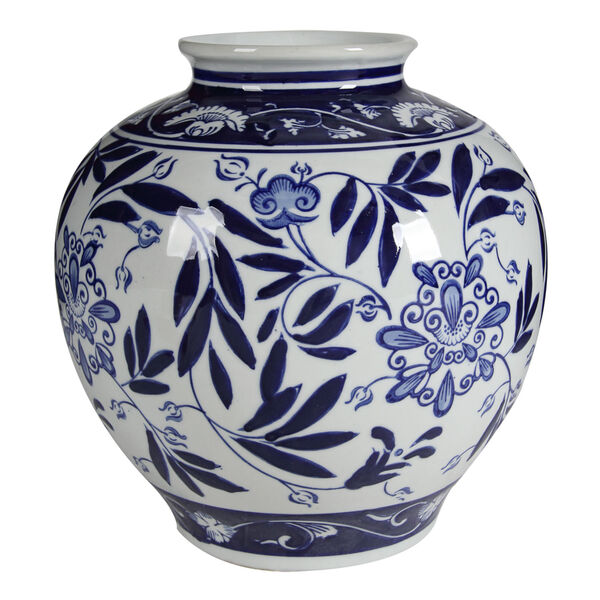 Aline Gloss Blue and White 9-Inch Vase, image 1