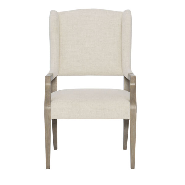 Santa Barbara Sandstone Wood and Fabric Dining Arm Chair, image 1