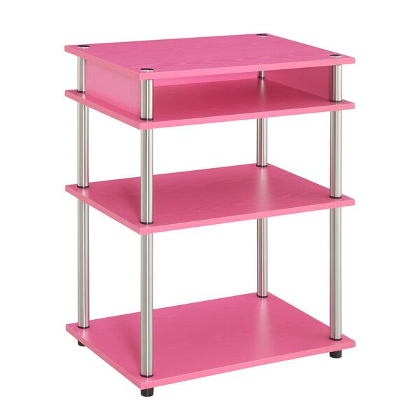 Designs 2 Go Pink Chrome No Tools Printer Stand with Shelves, image 1