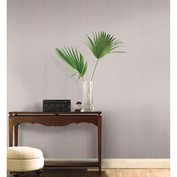 Tropics Gray Silver Palm Chevron Non Pasted Wallpaper, image 1