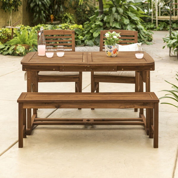 Dark Brown 35-Inch Four-Piece Outdoor Dining Table Set, image 2