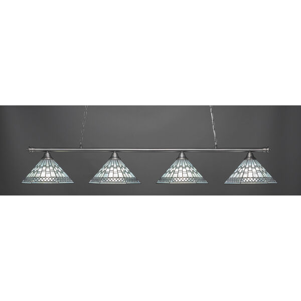 Oxford Brushed Nickel 16-Inch Four-Light Island Pendant with Pewter Tiffany Glass, image 1