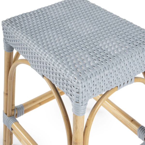 Robias Baby Blue on Natural Rattan Counter Stool, image 5