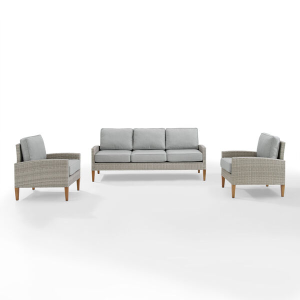 Capella Gray Outdoor Wicker Sofa Set - Sofa and 2 Chair, image 2