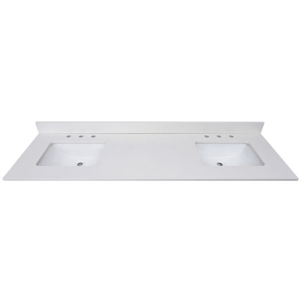 Lotte Radianz Everest White 73-Inch Vanity Top with Dual Rectangular Sink, image 1