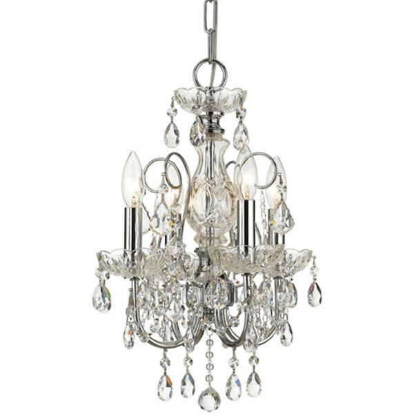 Imperial Polished Chrome Four-Light Italian Crystal Chandelier, image 1