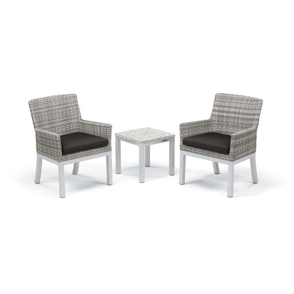 Travira and Argento Ash Jet Black Three-Piece Outdoor Armchair and End Table Conversation Set, image 1