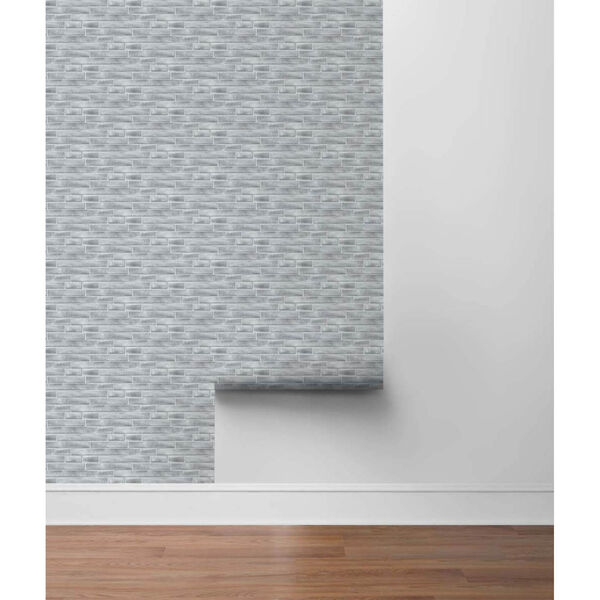 NextWall Gray Brushed Metal Tile Peel and Stick Wallpaper, image 5