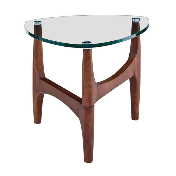 Ledell Clear and Walnut 24-Inch Side Table, image 3
