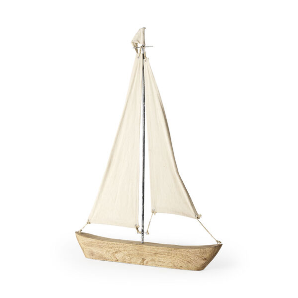 Tartane Natural Brown 32-Inch Nautical Inspired Sailboat, image 1
