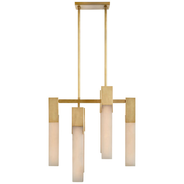 Covet Small Chandelier in Antique-Burnished Brass with Alabaster by Kelly Wearstler, image 1
