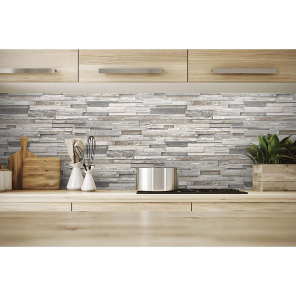 NextWall Gray Reclaimed Wood Plank Peel and Stick Wallpaper, image 5