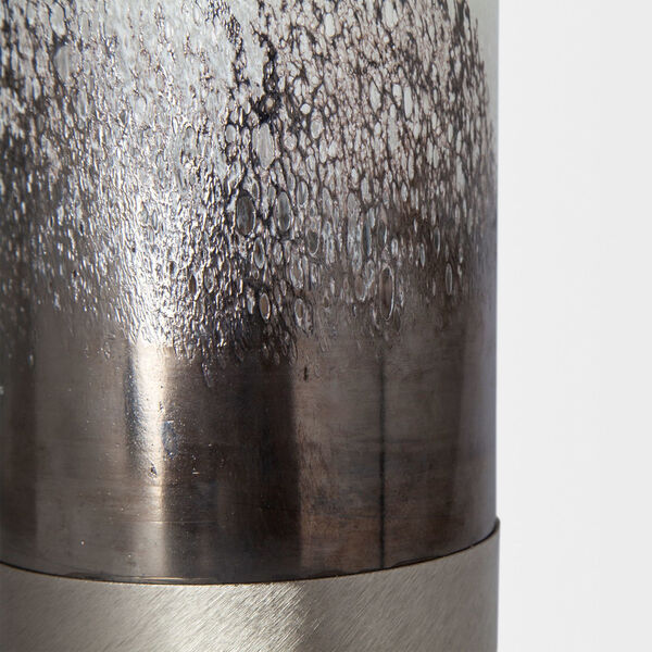 Baltic I White and Brushed Silver Glass Vase, image 4